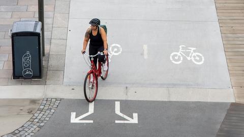 Person riding a bike on bike path
