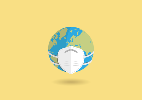 Globe with medical mask